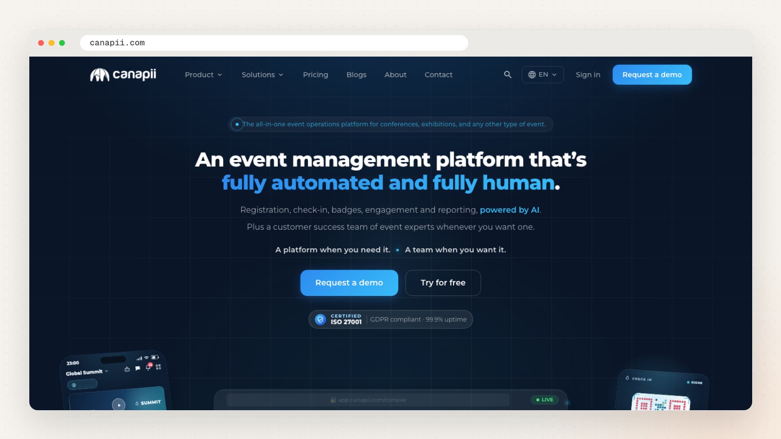 Canapii website homepage