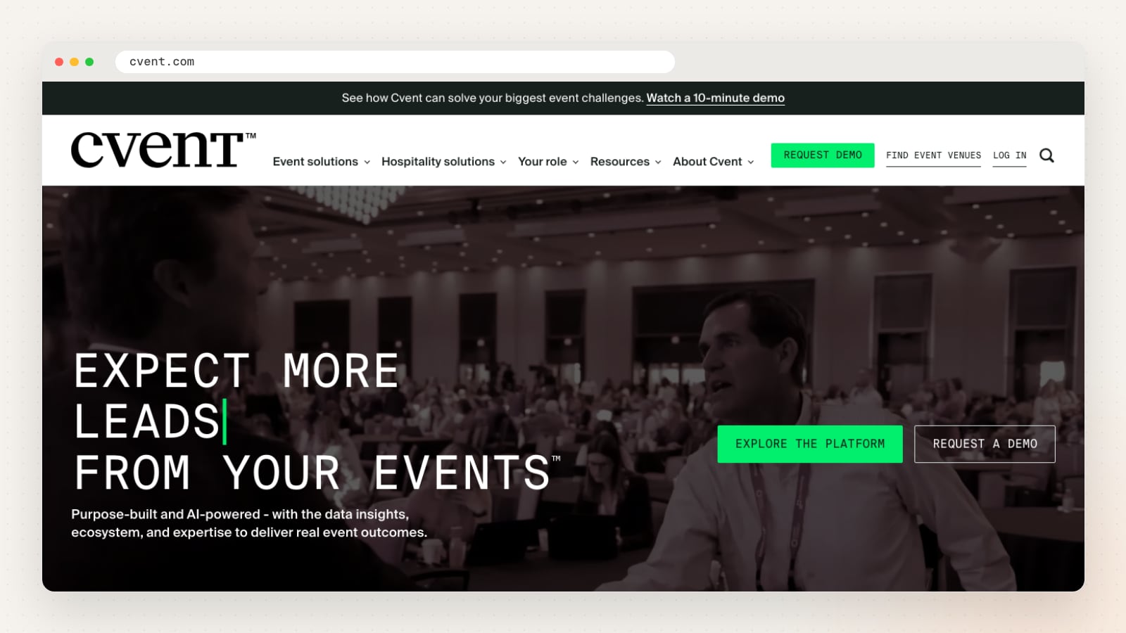 Cvent website homepage
