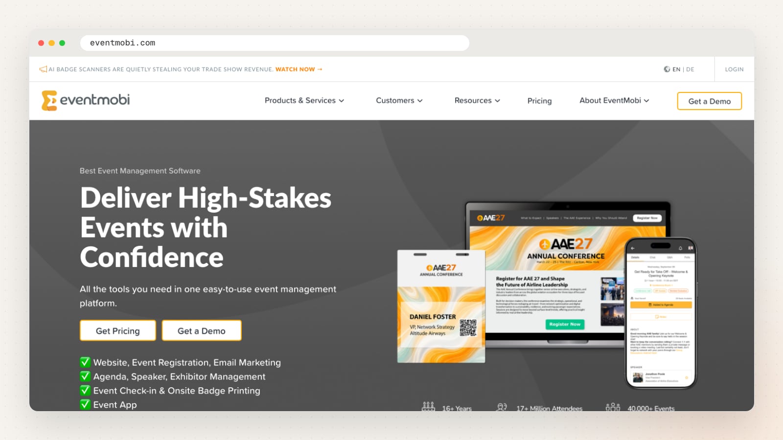 EventMobi website homepage