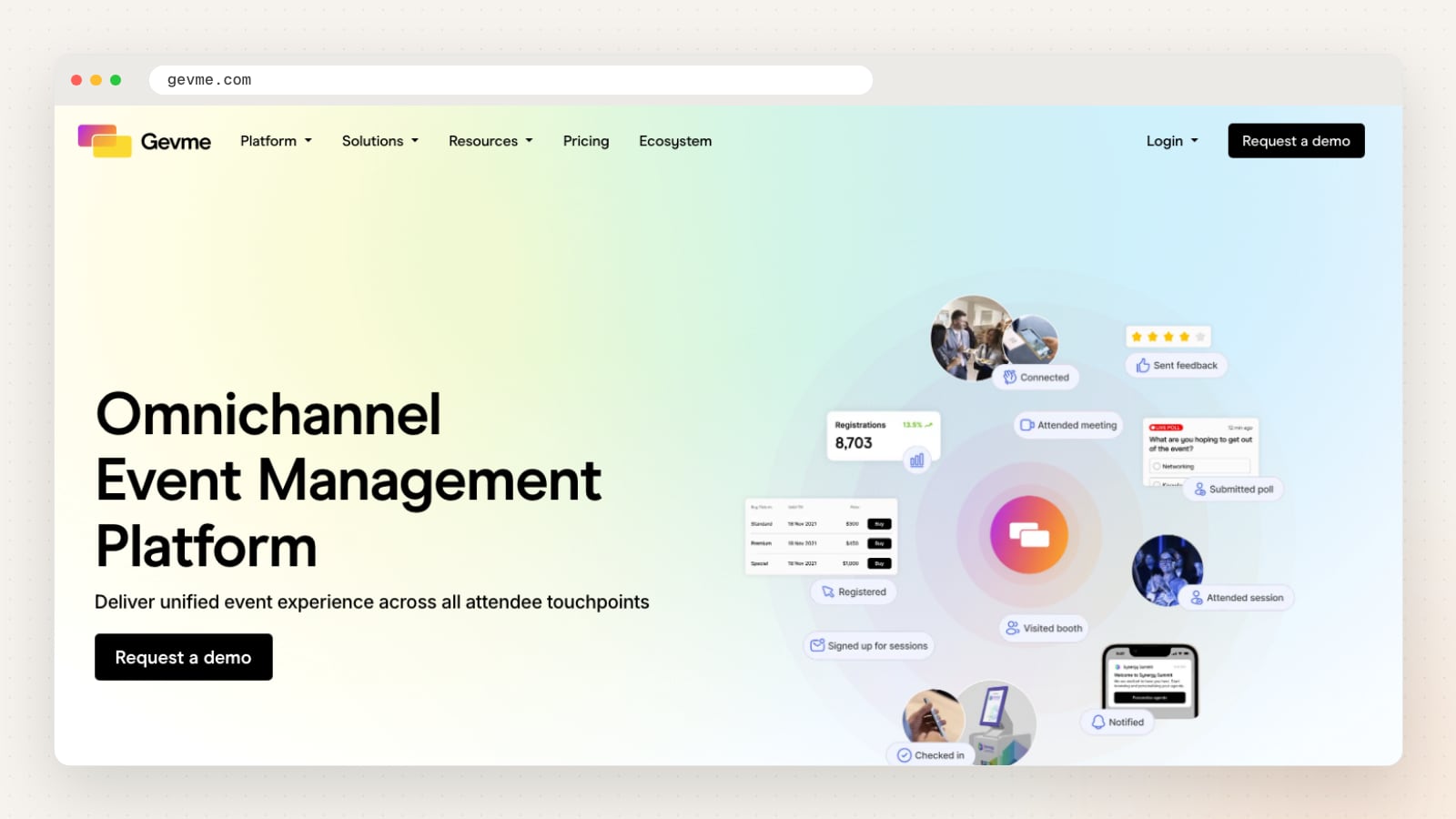 Gevme website homepage
