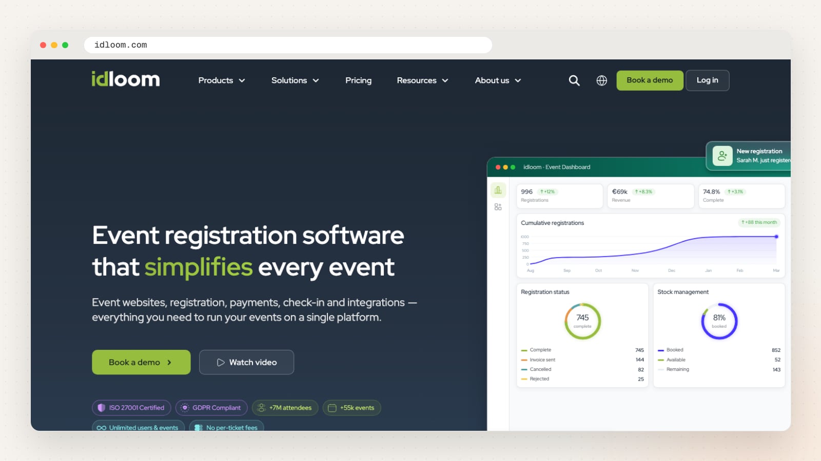 idloom website homepage