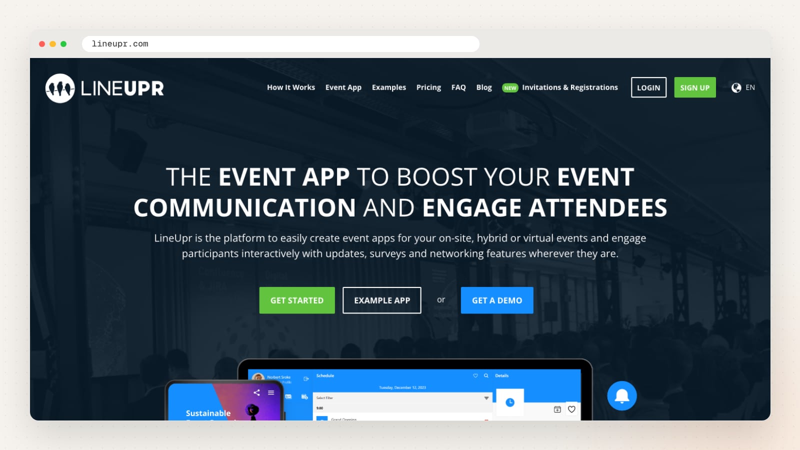 LineUpr website homepage