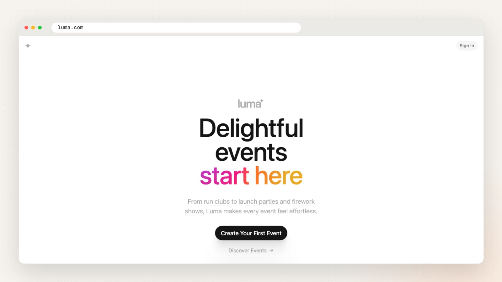 Luma website homepage
