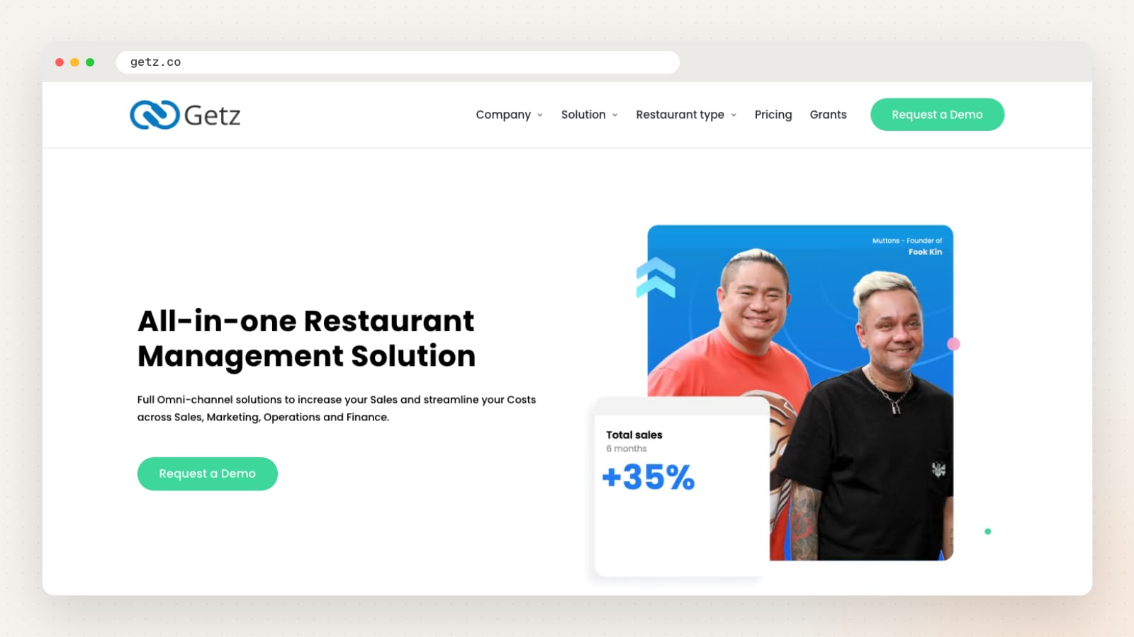 Getz website homepage