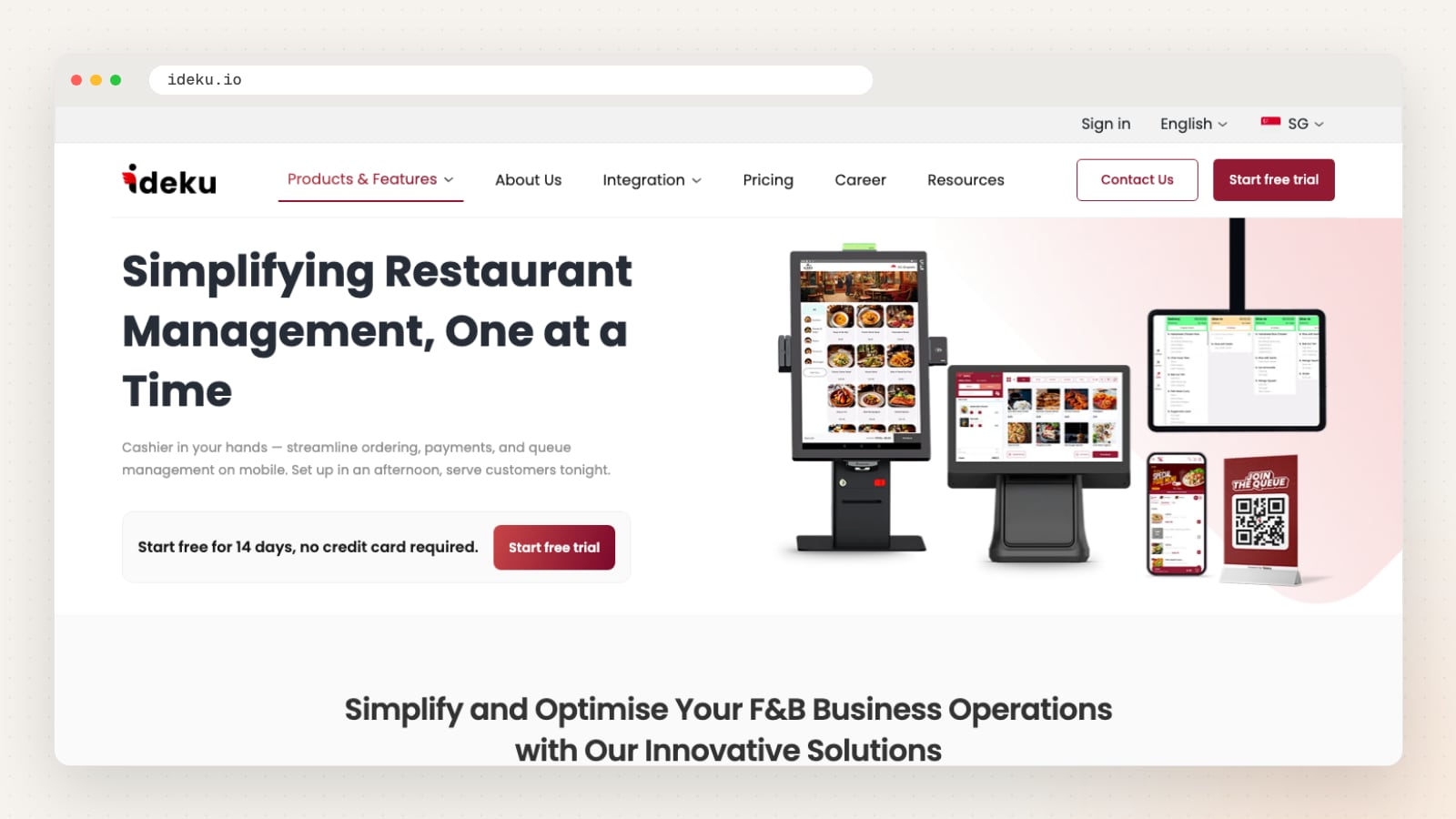 IDEKU website homepage