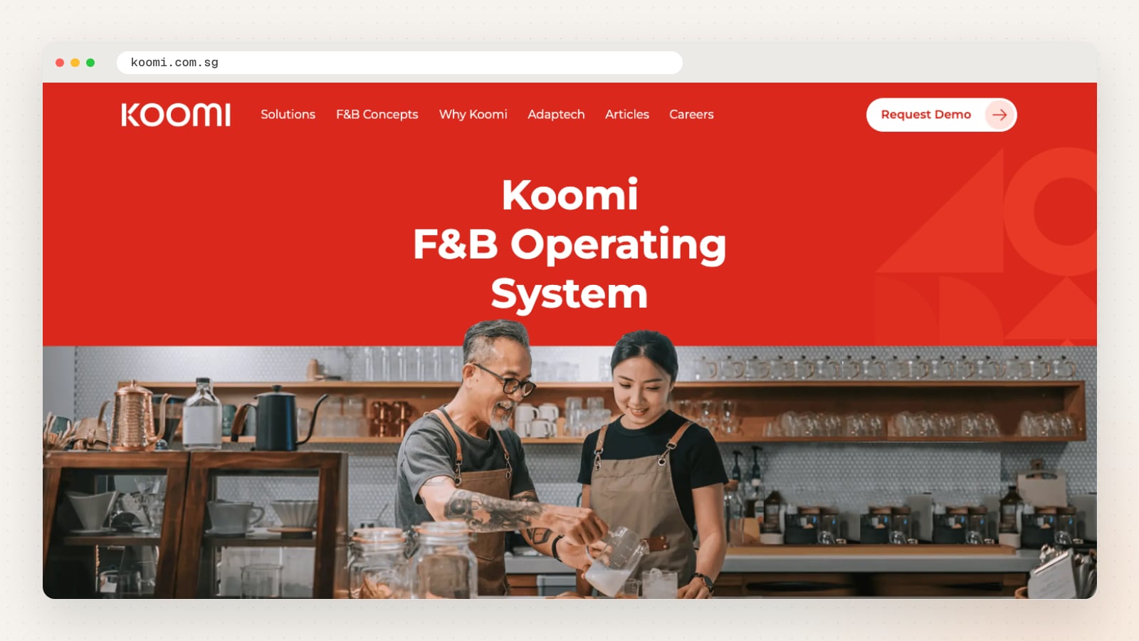 Koomi website homepage