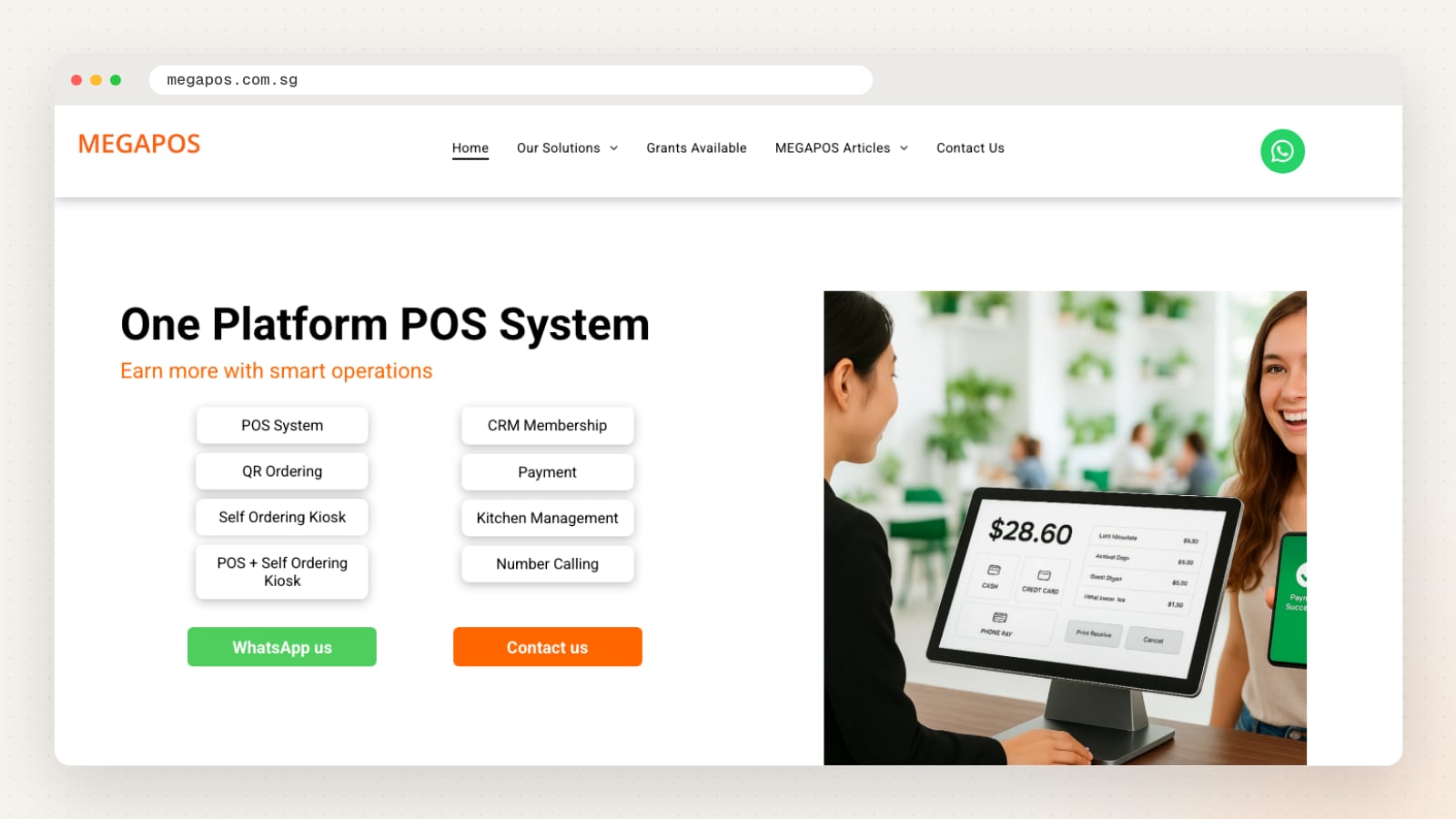 MEGAPOS website homepage