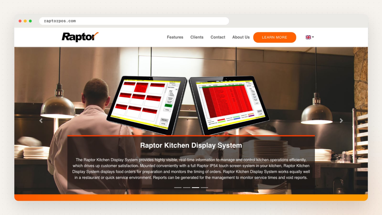 Raptor POS website homepage