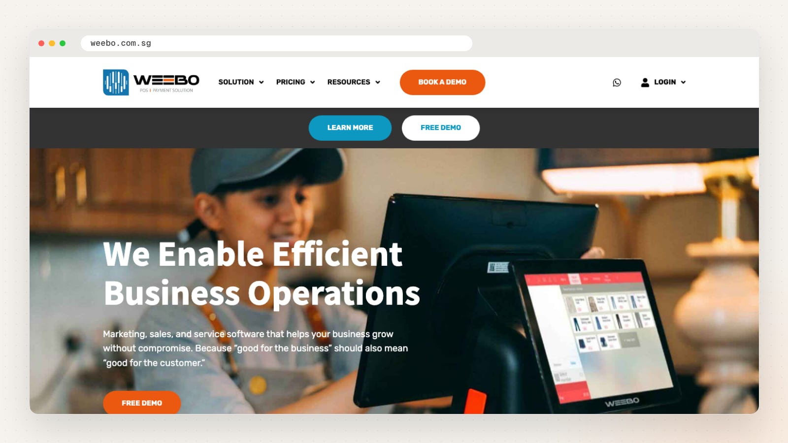 Weebo website homepage