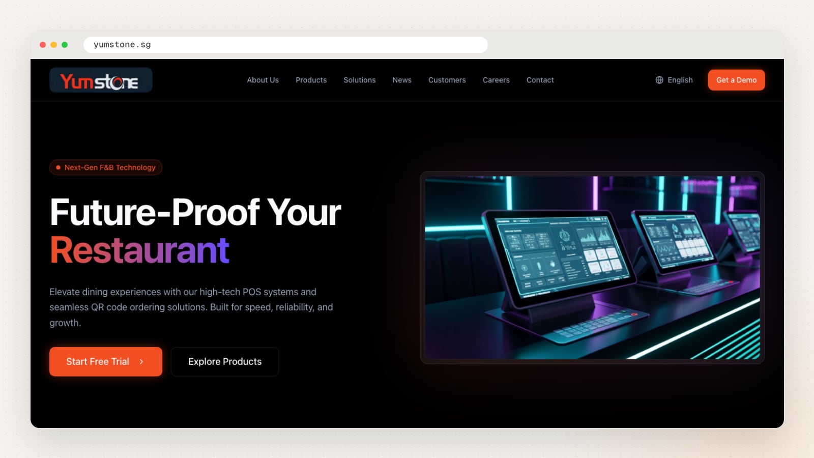 Yumstone website homepage
