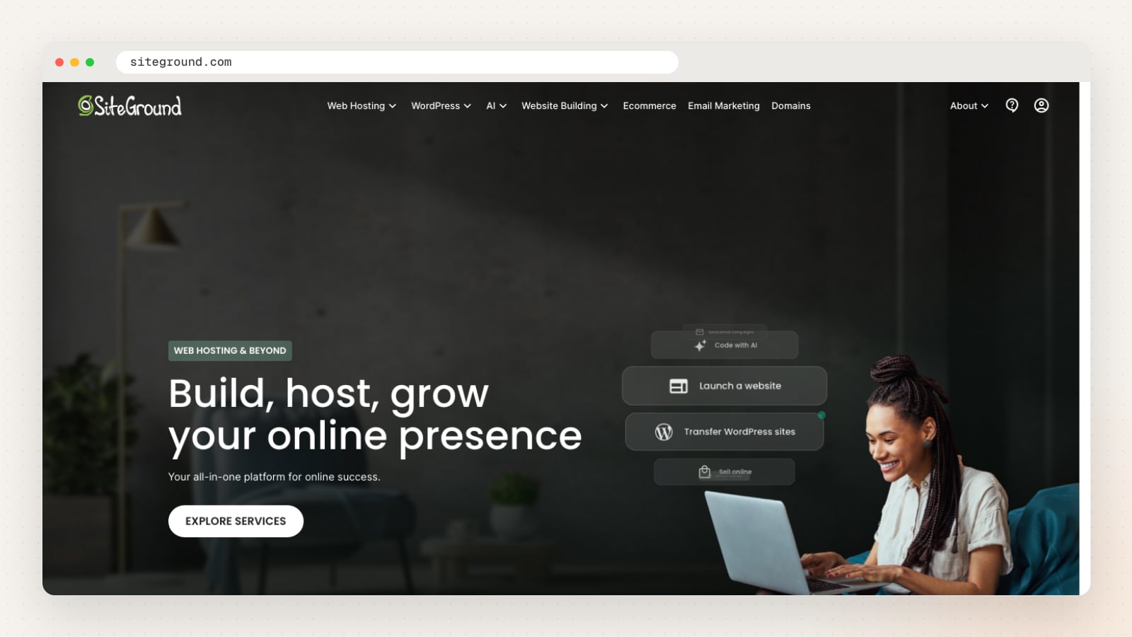 SiteGround website homepage