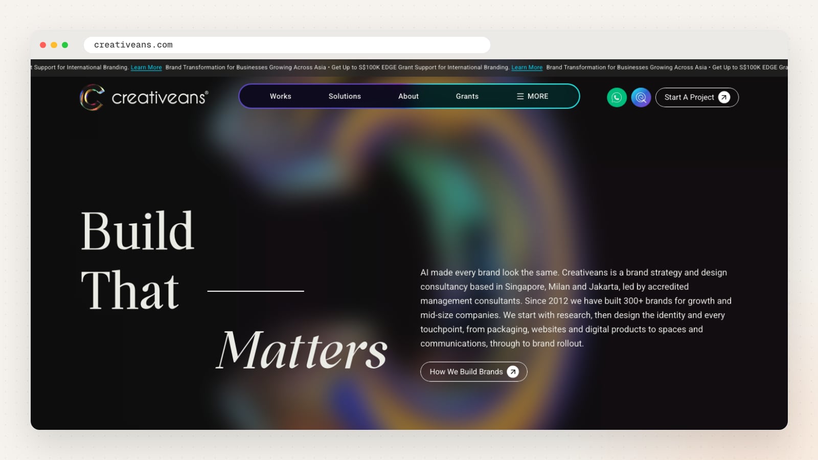 Creativeans website homepage