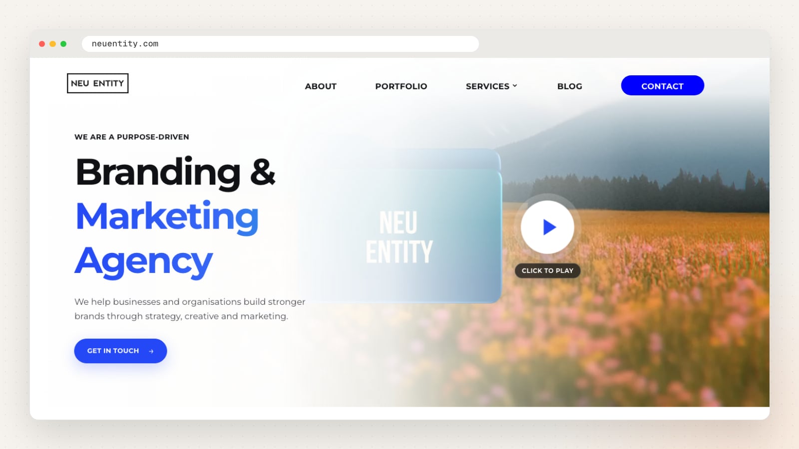 Neu Entity website homepage