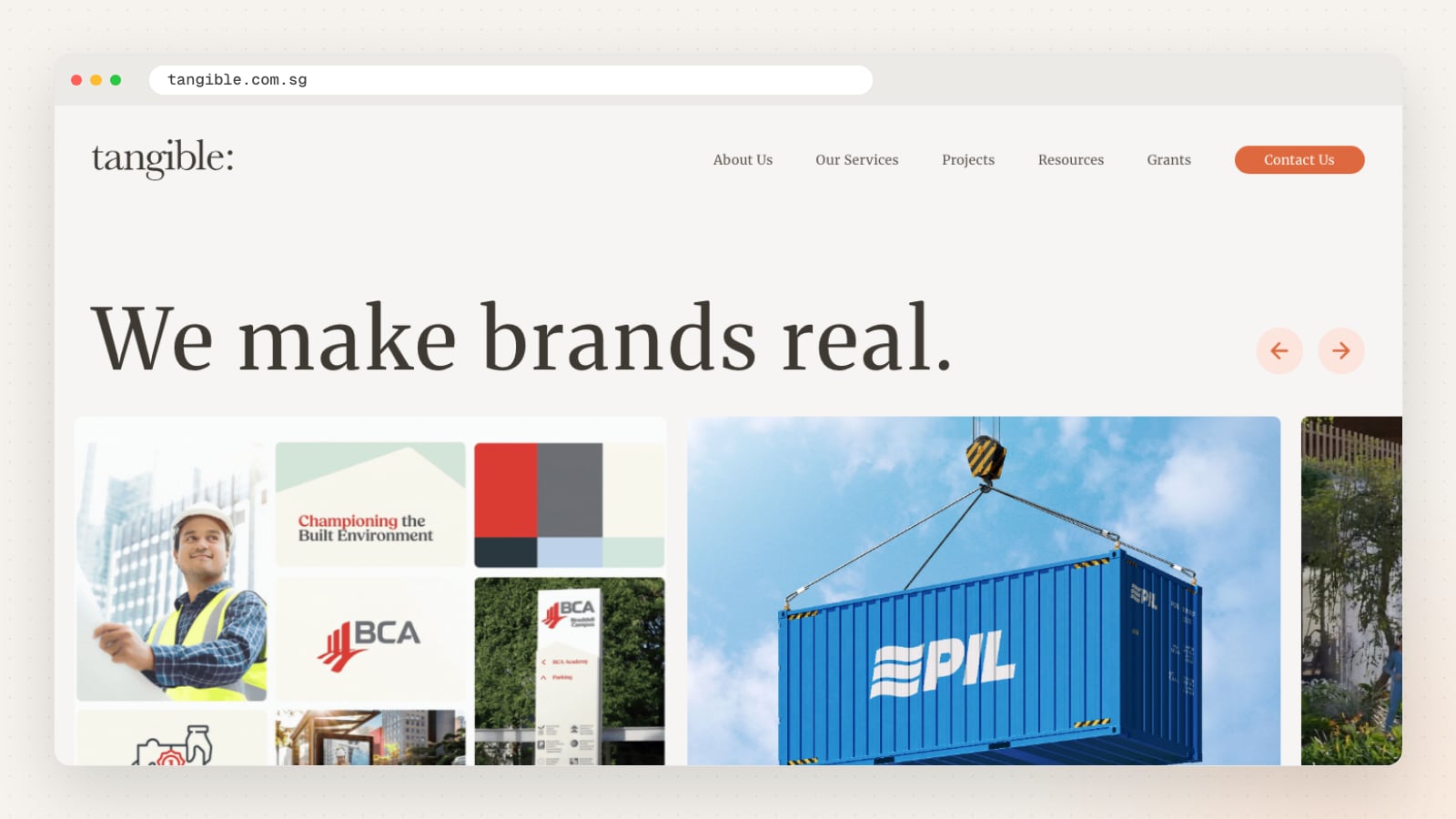 Tangible website homepage