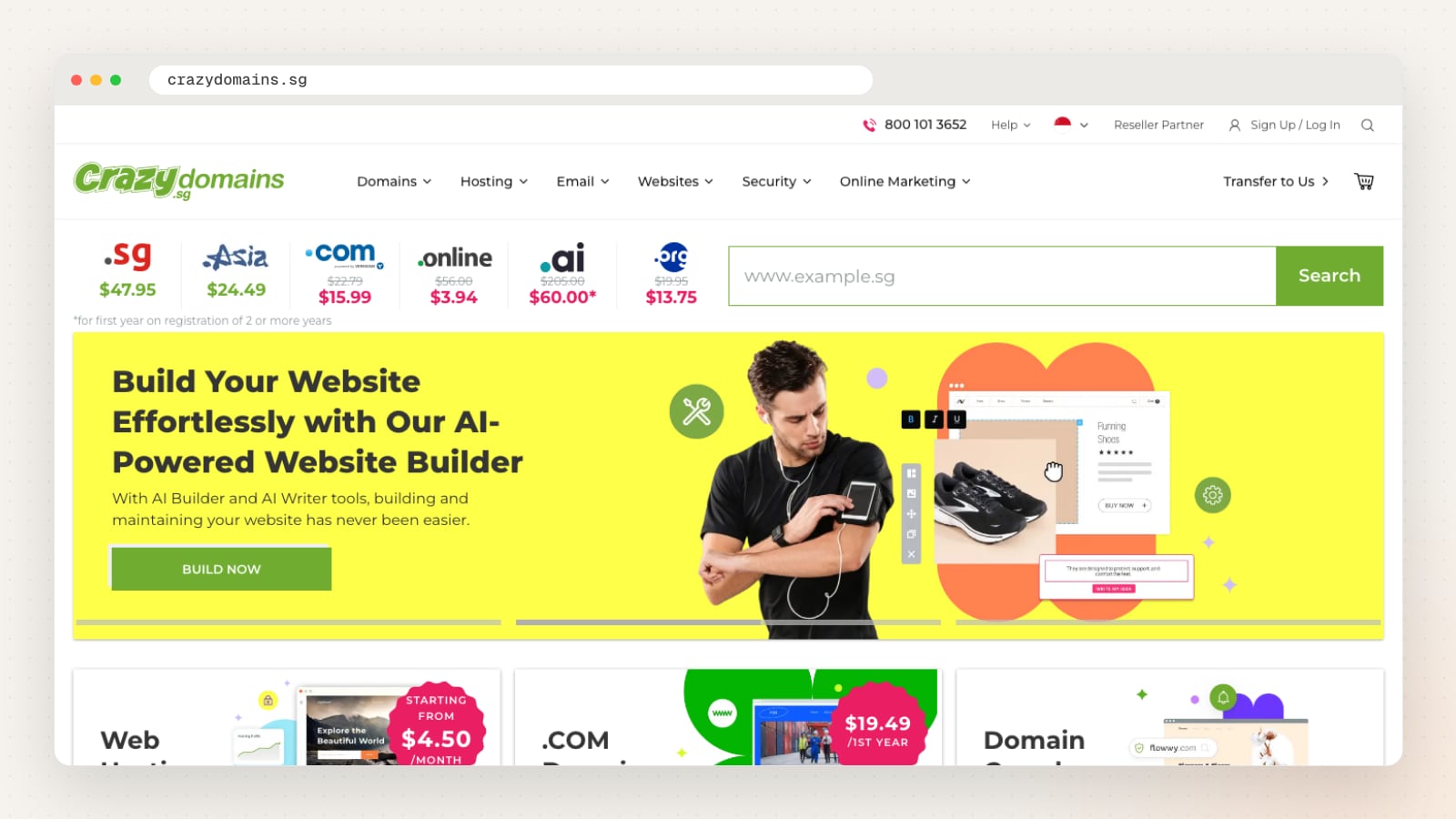 Crazy Domains website homepage