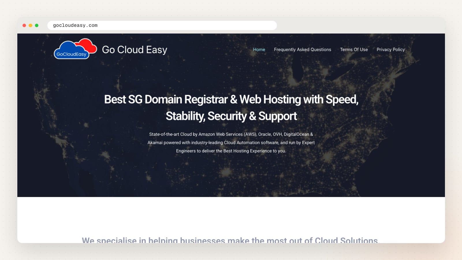 GoCloudEasy website homepage