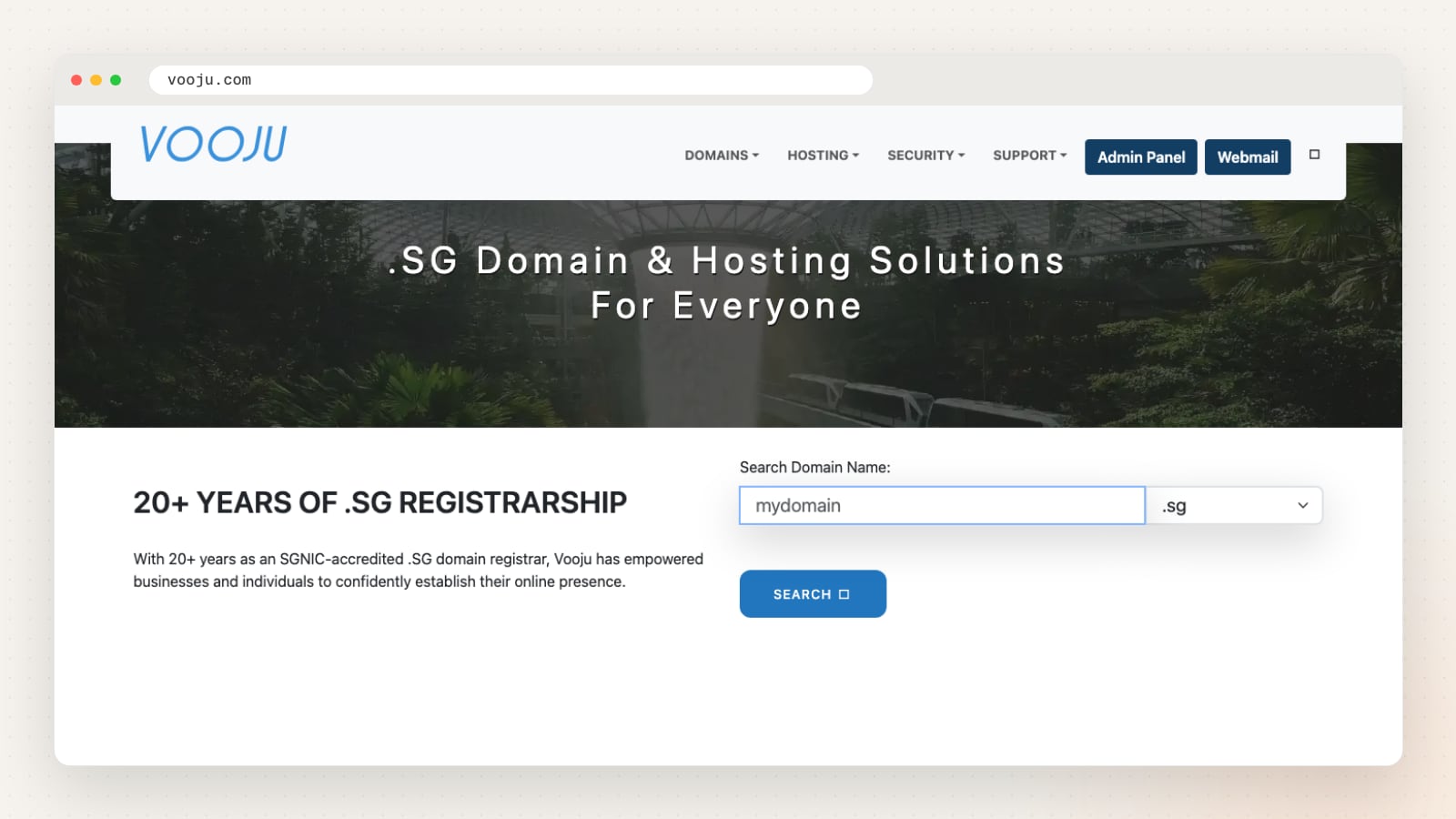 Vooju website homepage