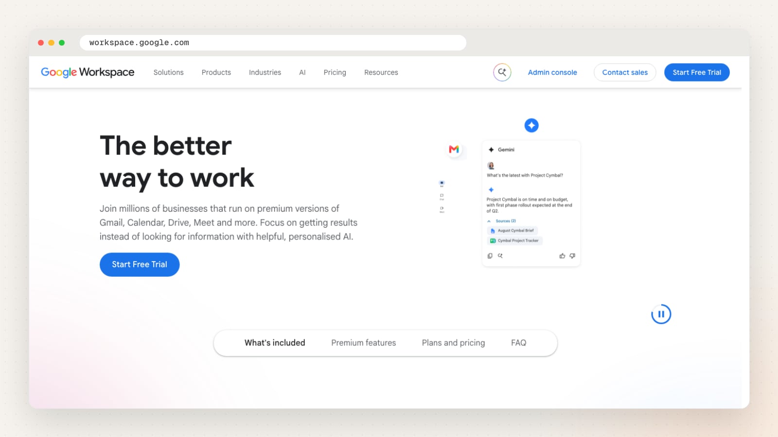 Google Workspace website homepage