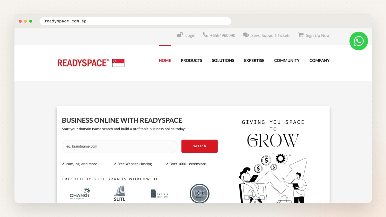ReadySpace website homepage