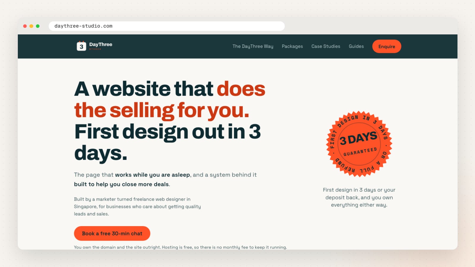 DayThree Studio website homepage