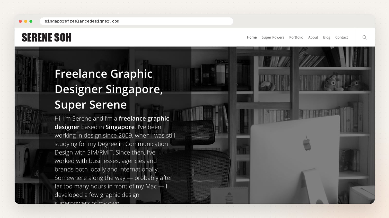 Serene Soh website homepage