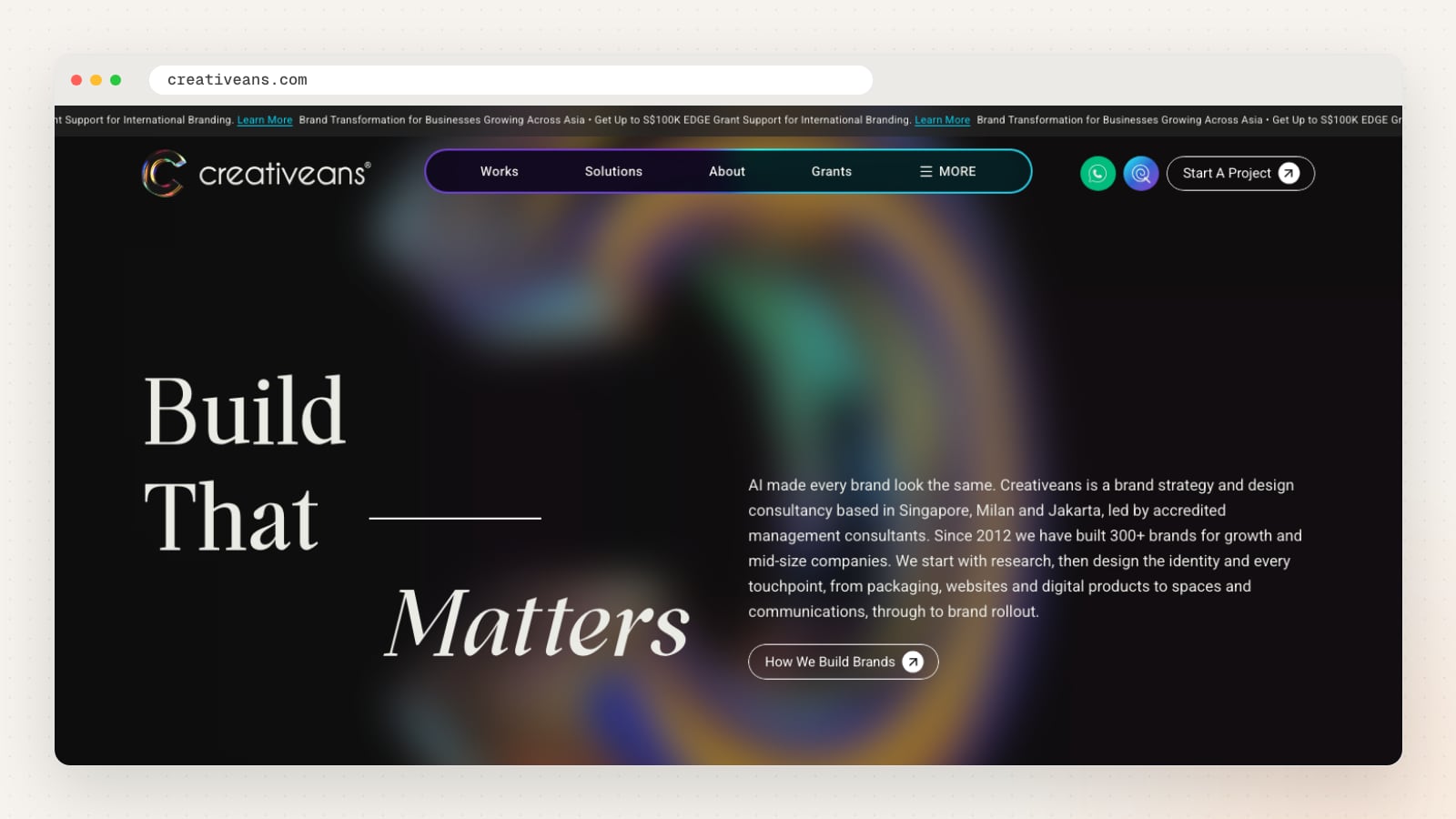 Creativeans website homepage