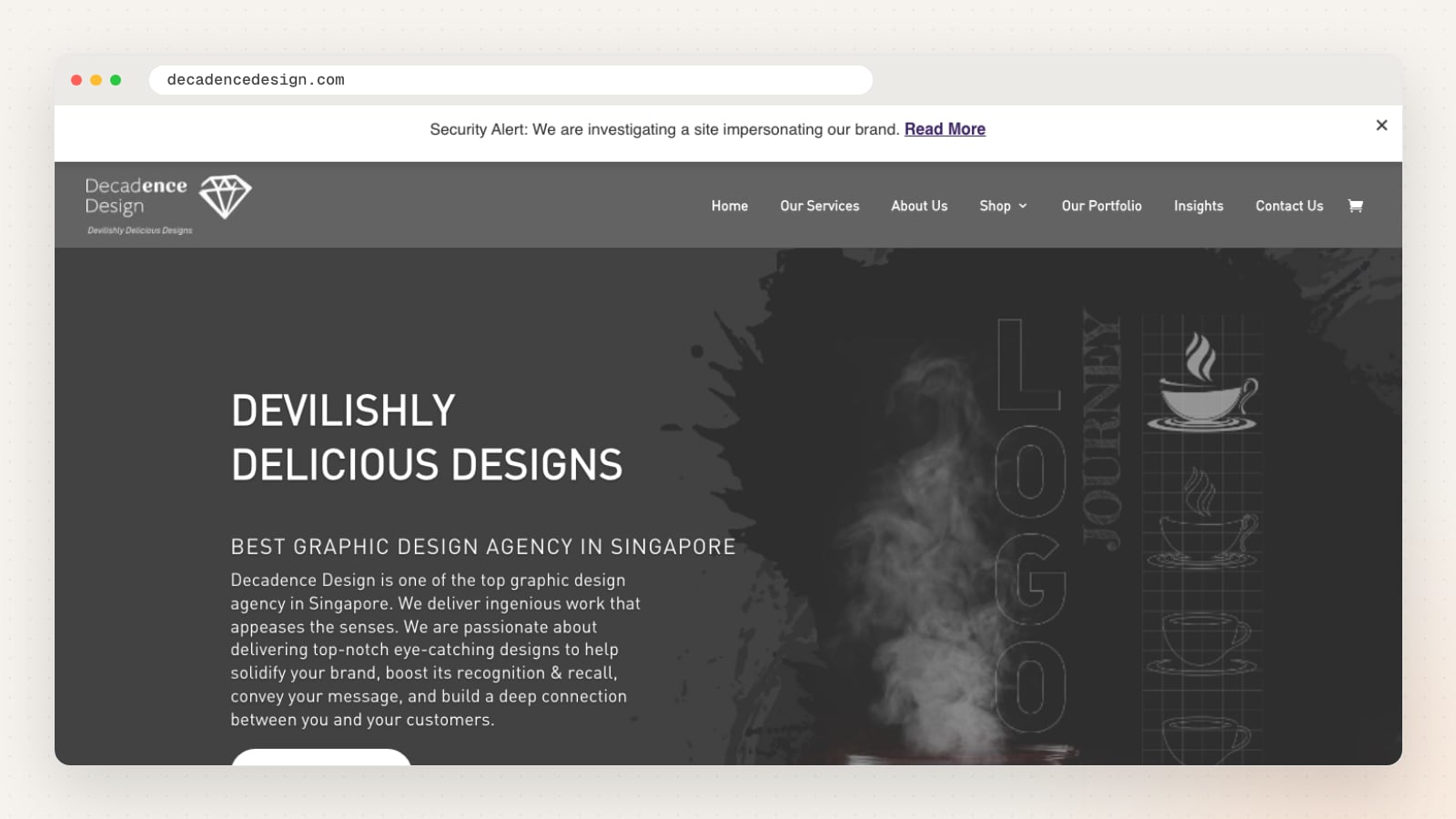 Decadence Design website homepage