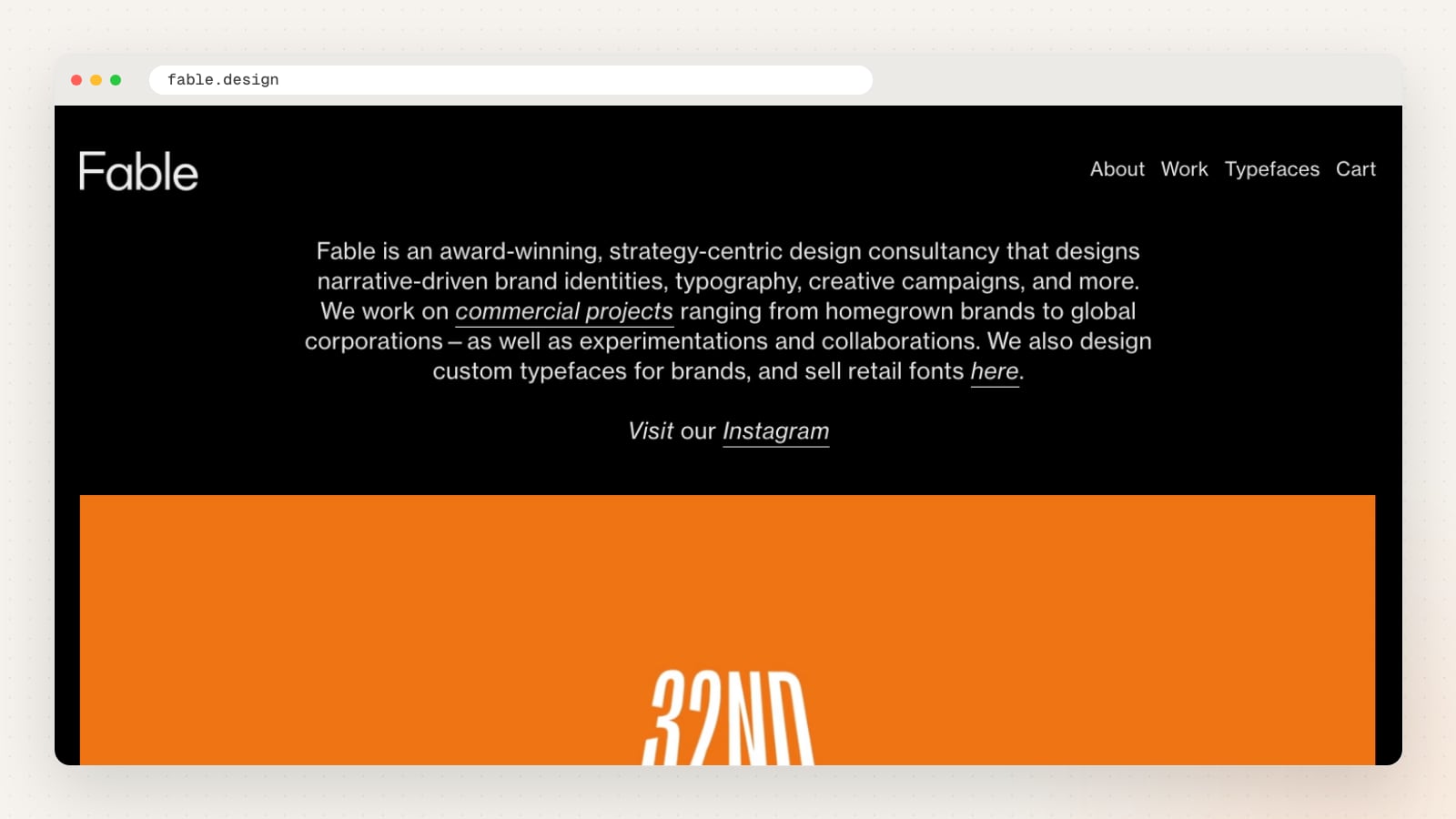 Fable website homepage