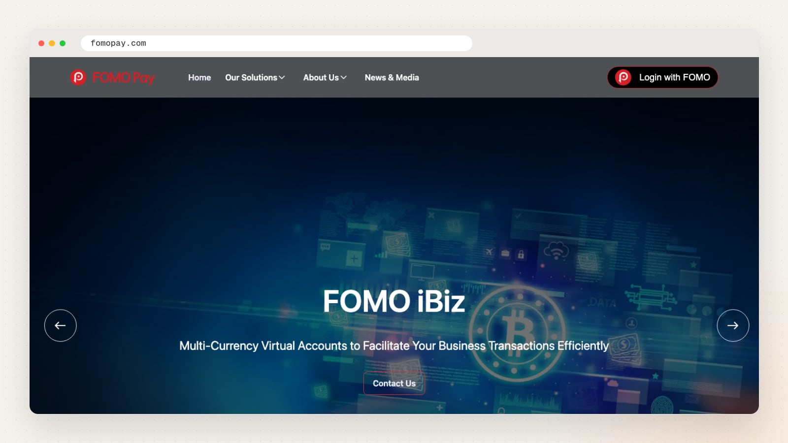 FOMO Pay website homepage