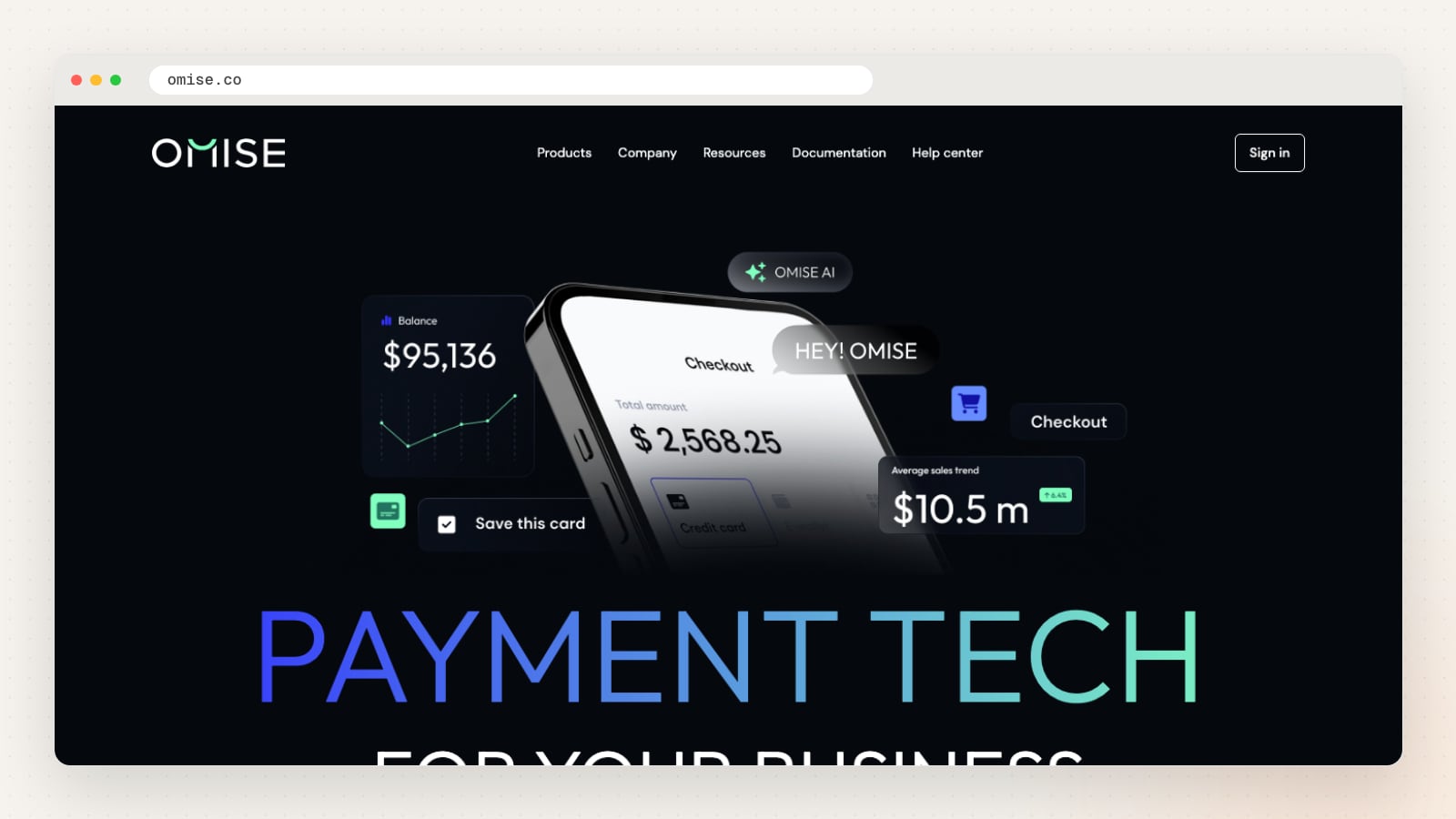 Omise website homepage