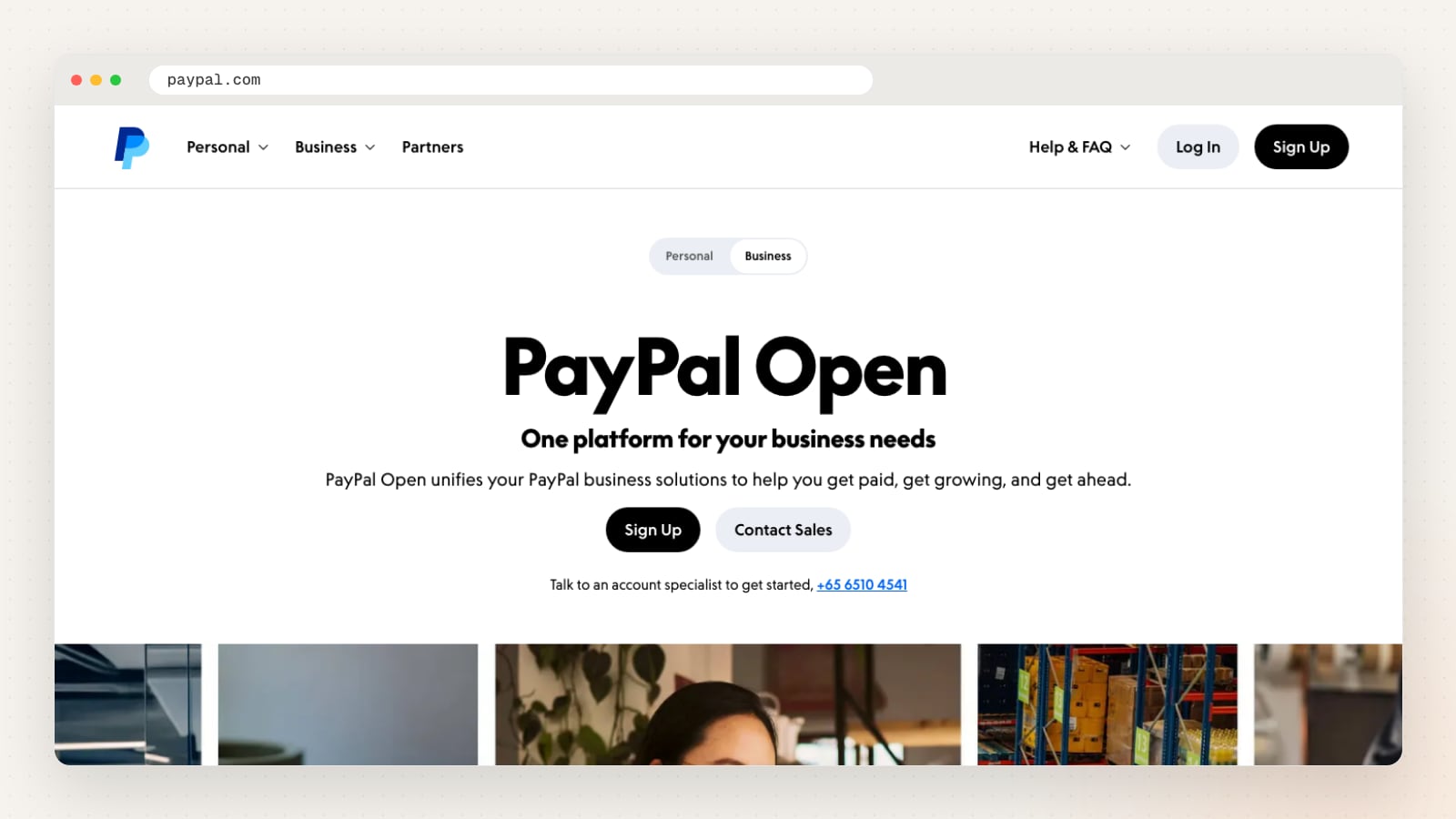 PayPal website homepage