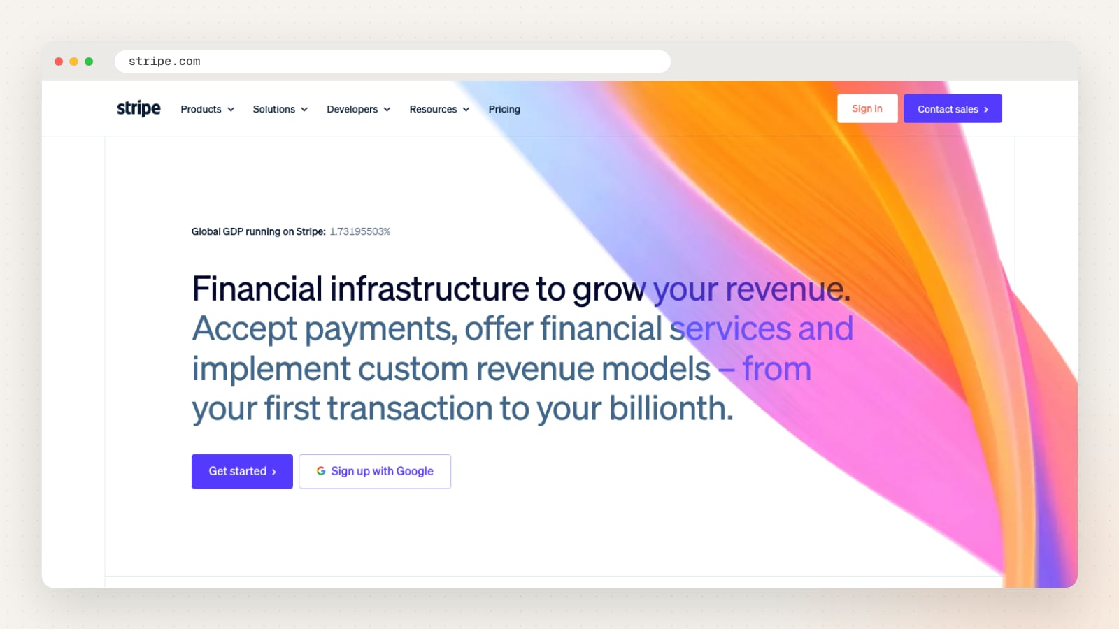 Stripe website homepage