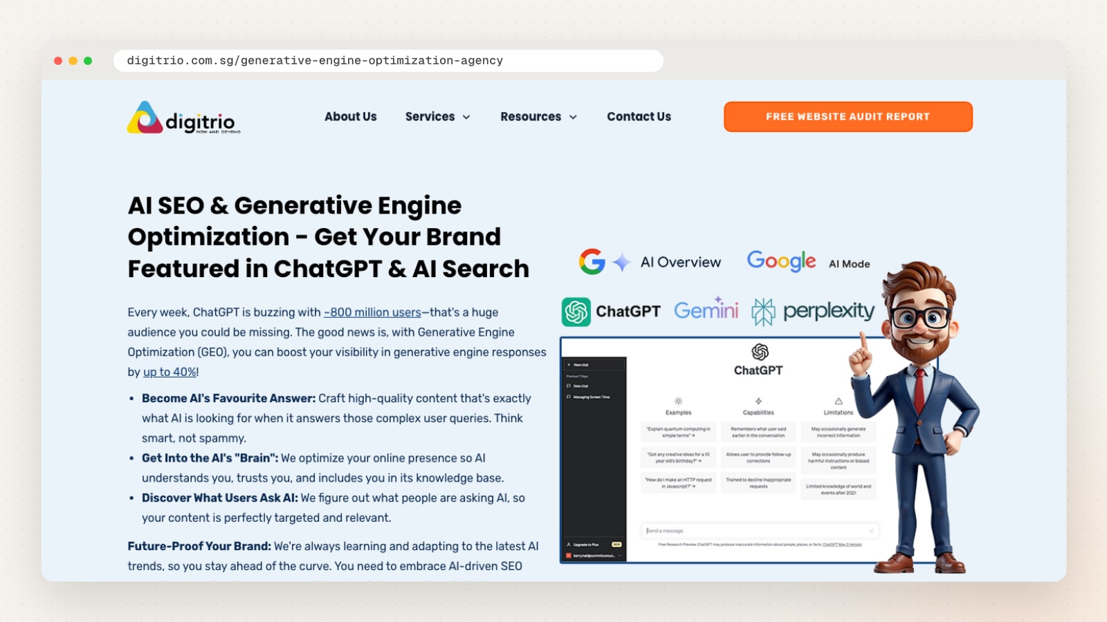 Digitrio GEO page (digitrio.com.sg/generative-engine-optimization-agency)
