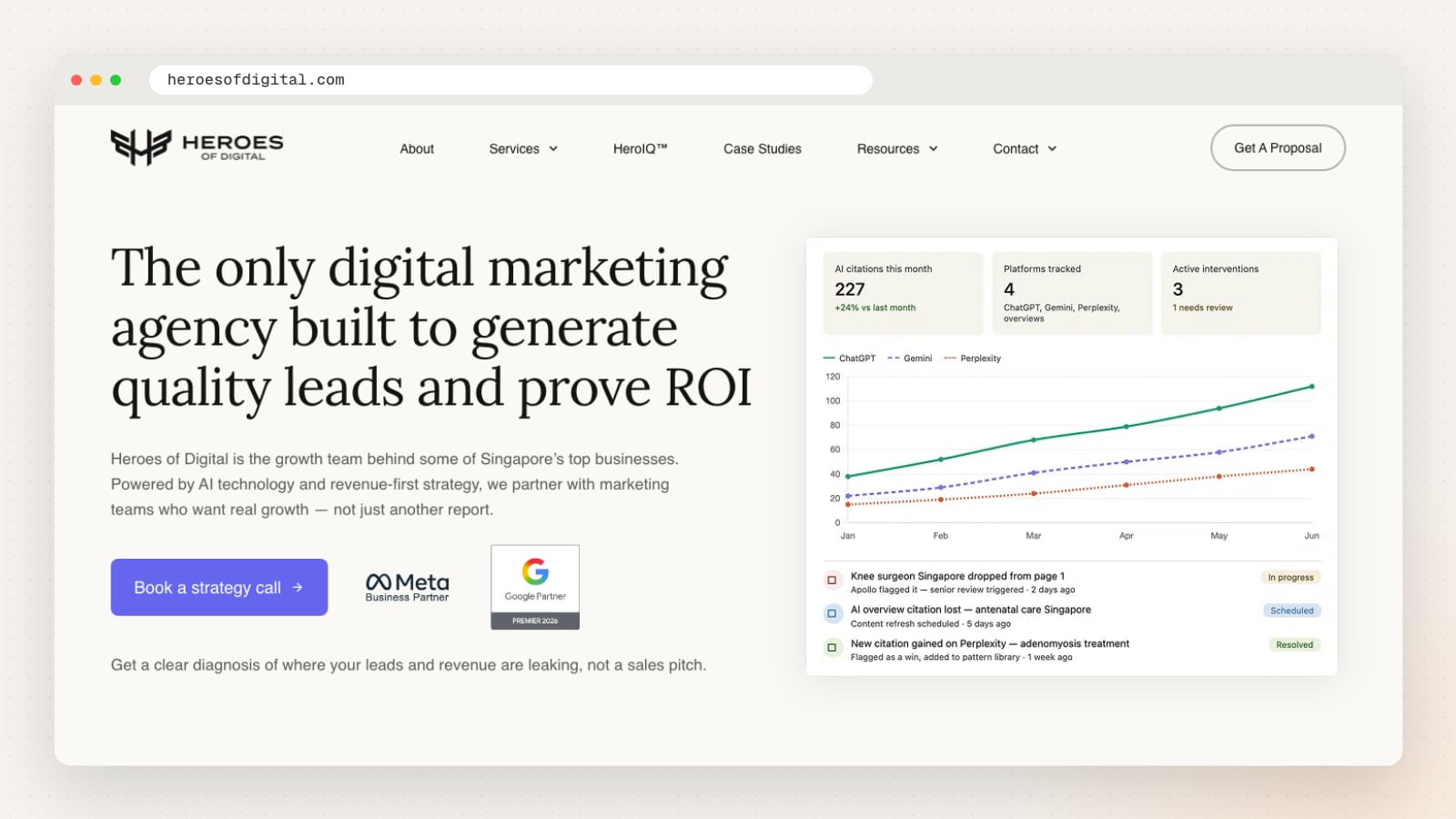 Heroes of Digital website homepage