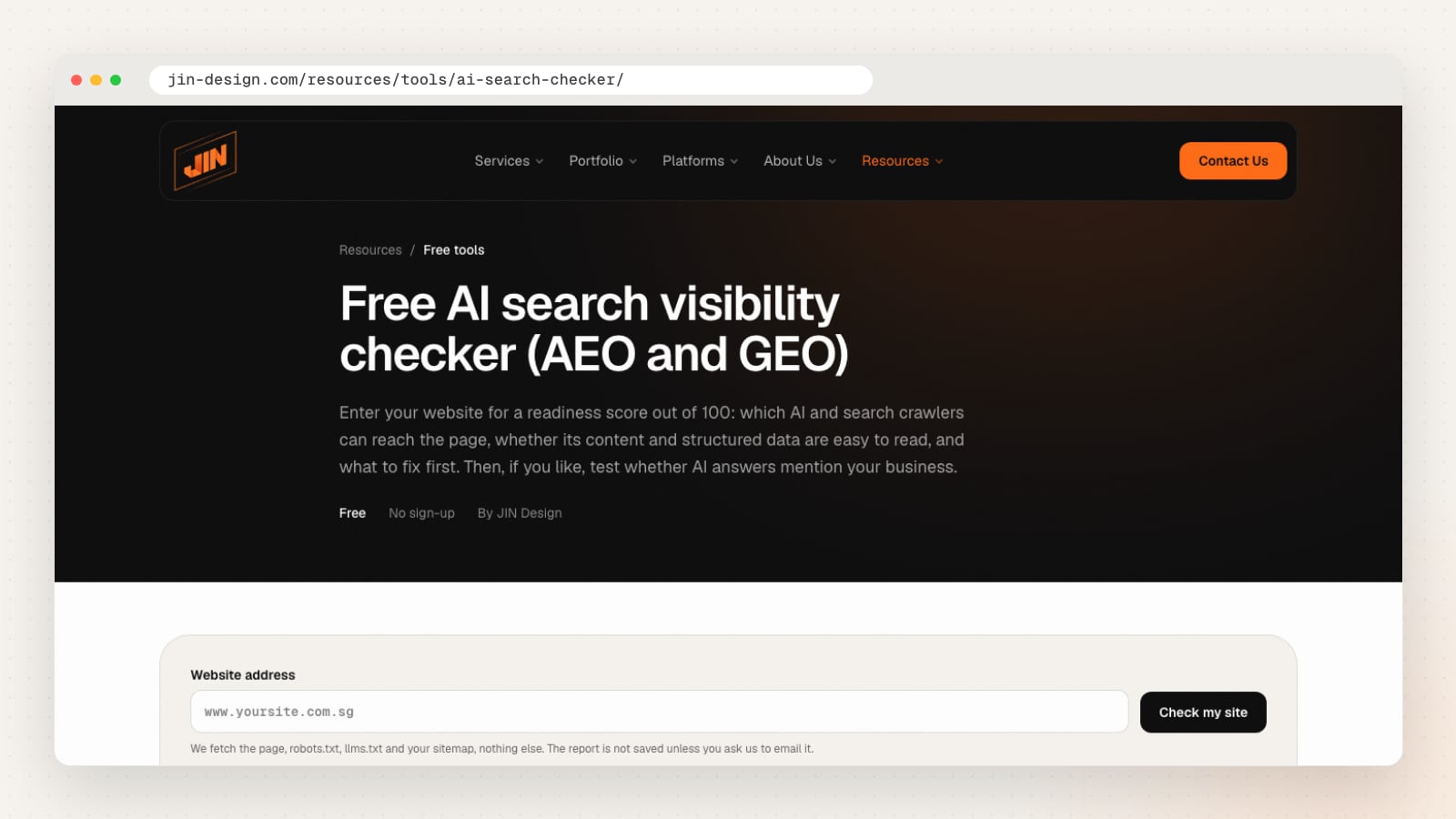 JIN Design Free AI search checker