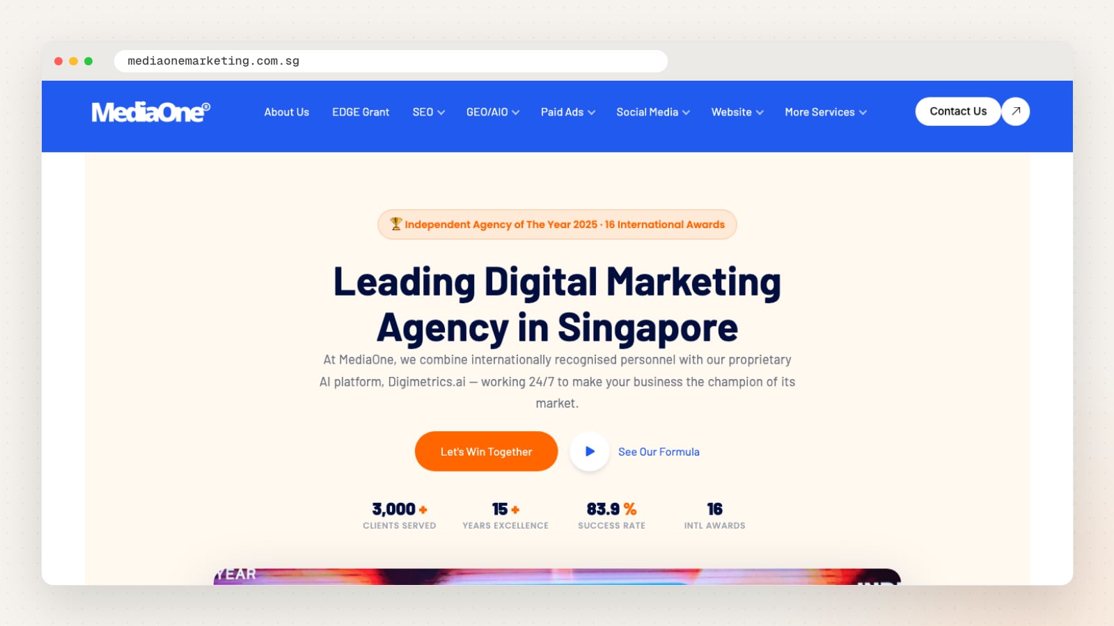 MediaOne website homepage