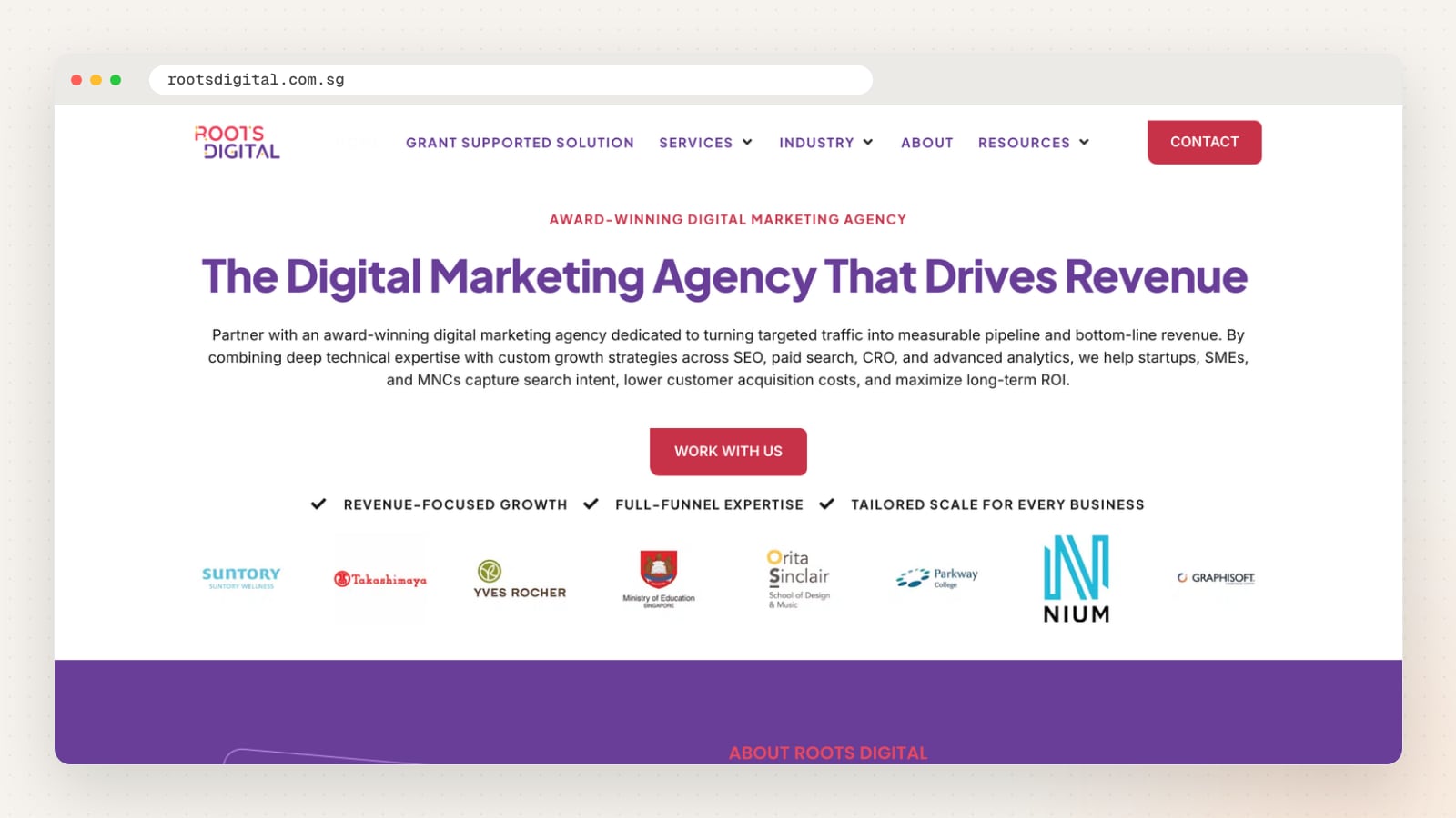 Roots Digital website homepage