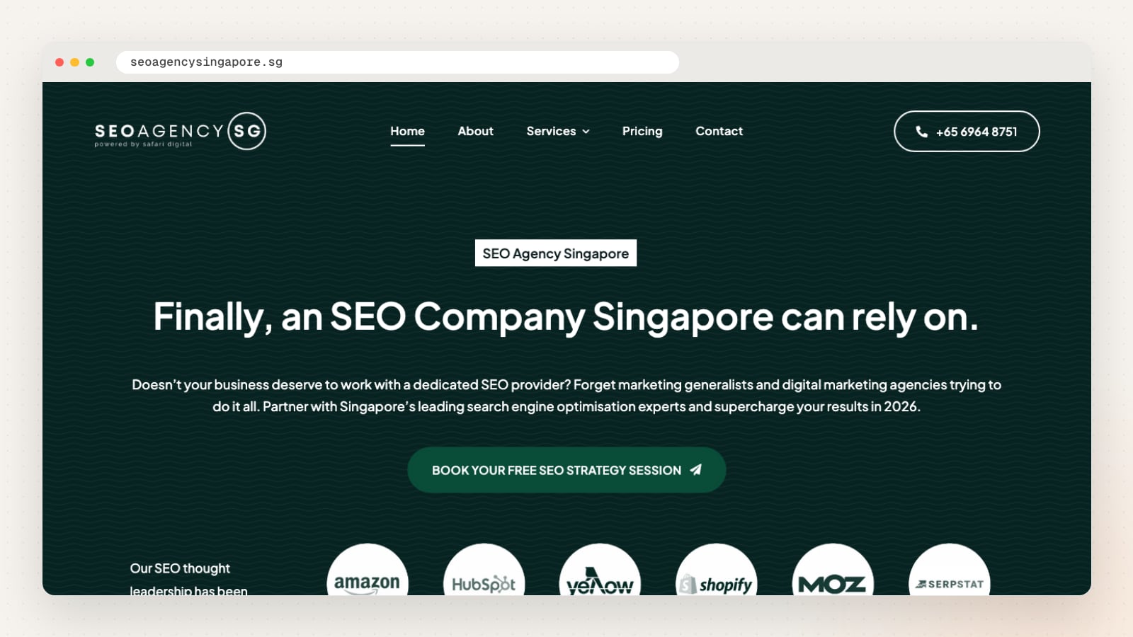 SEO Agency Singapore website homepage