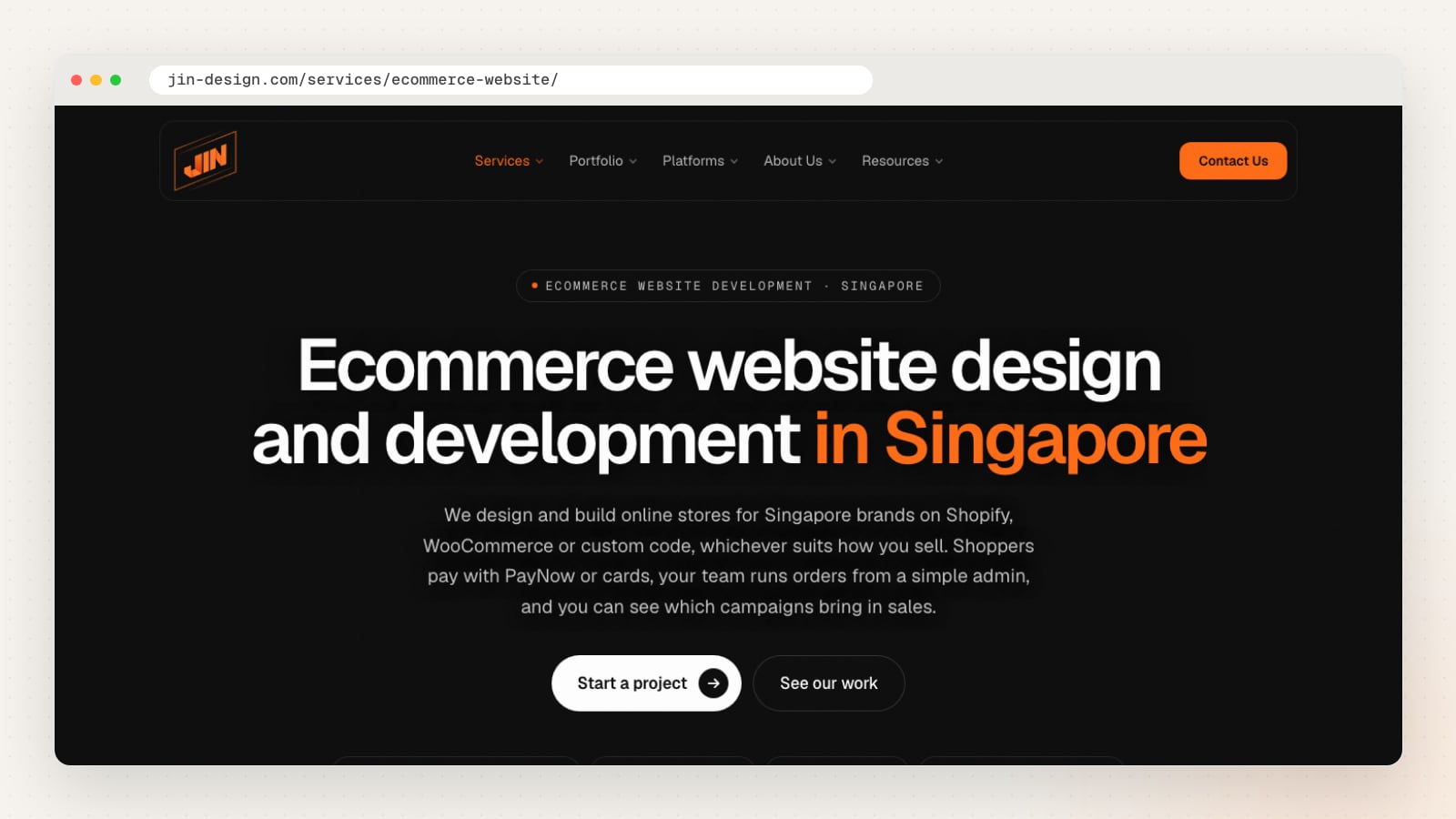 JIN Design Ecommerce website design and development
