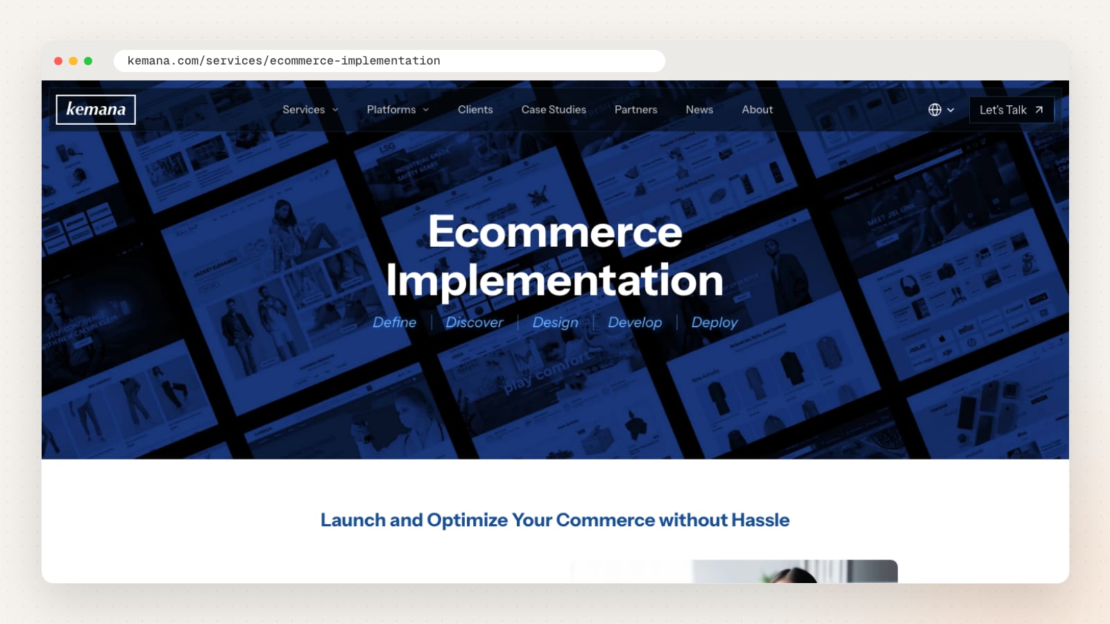 Kemana ecommerce implementation page (kemana.com/services/ecommerce-implementation)