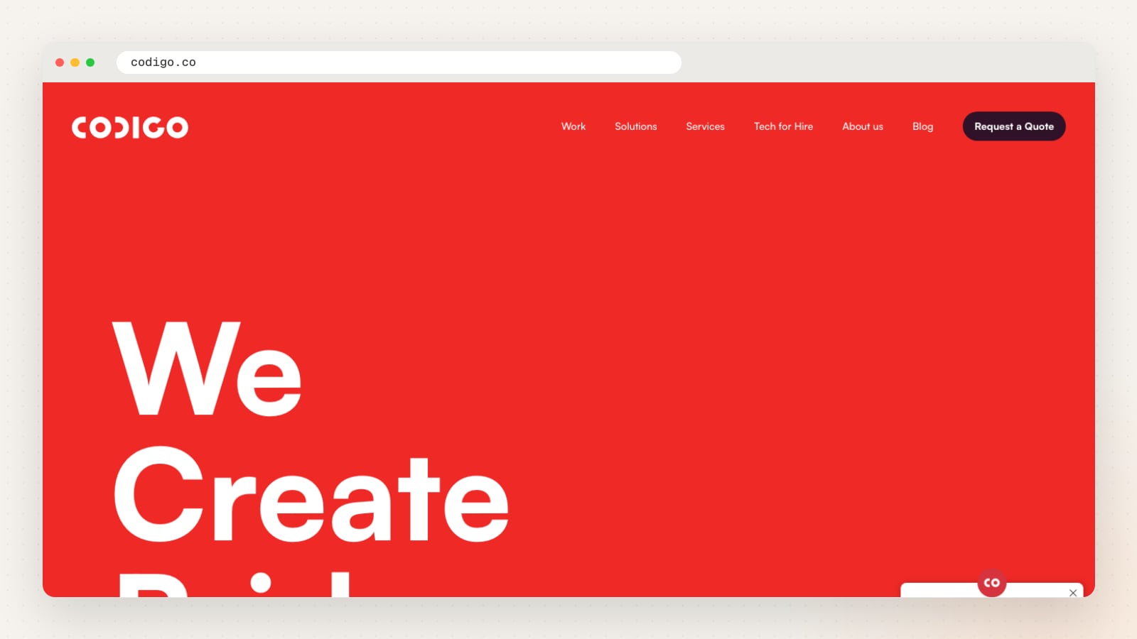 Codigo website homepage