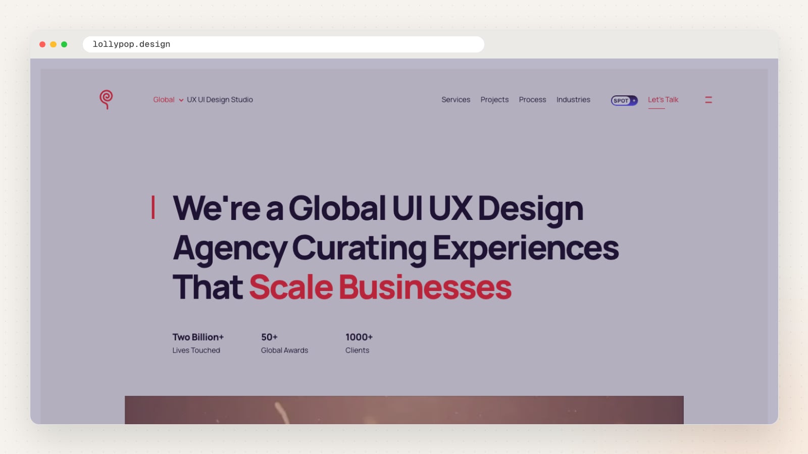 Lollypop Design Studio website homepage