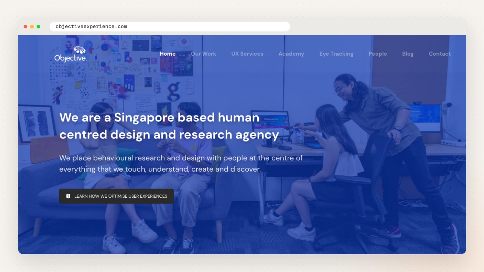 Objective Experience website homepage