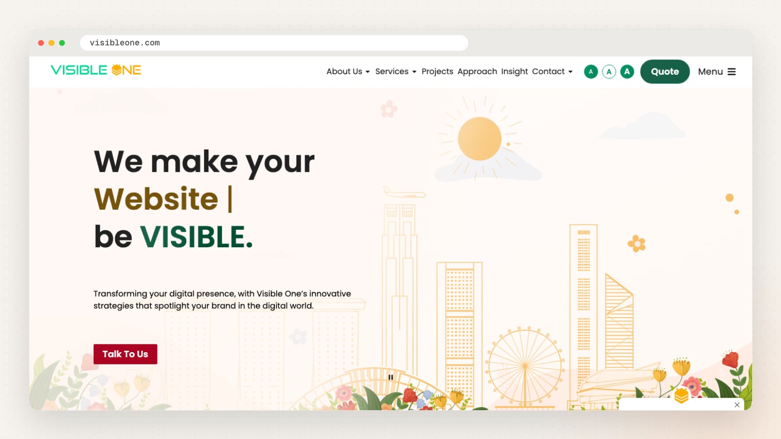 Visible One website homepage