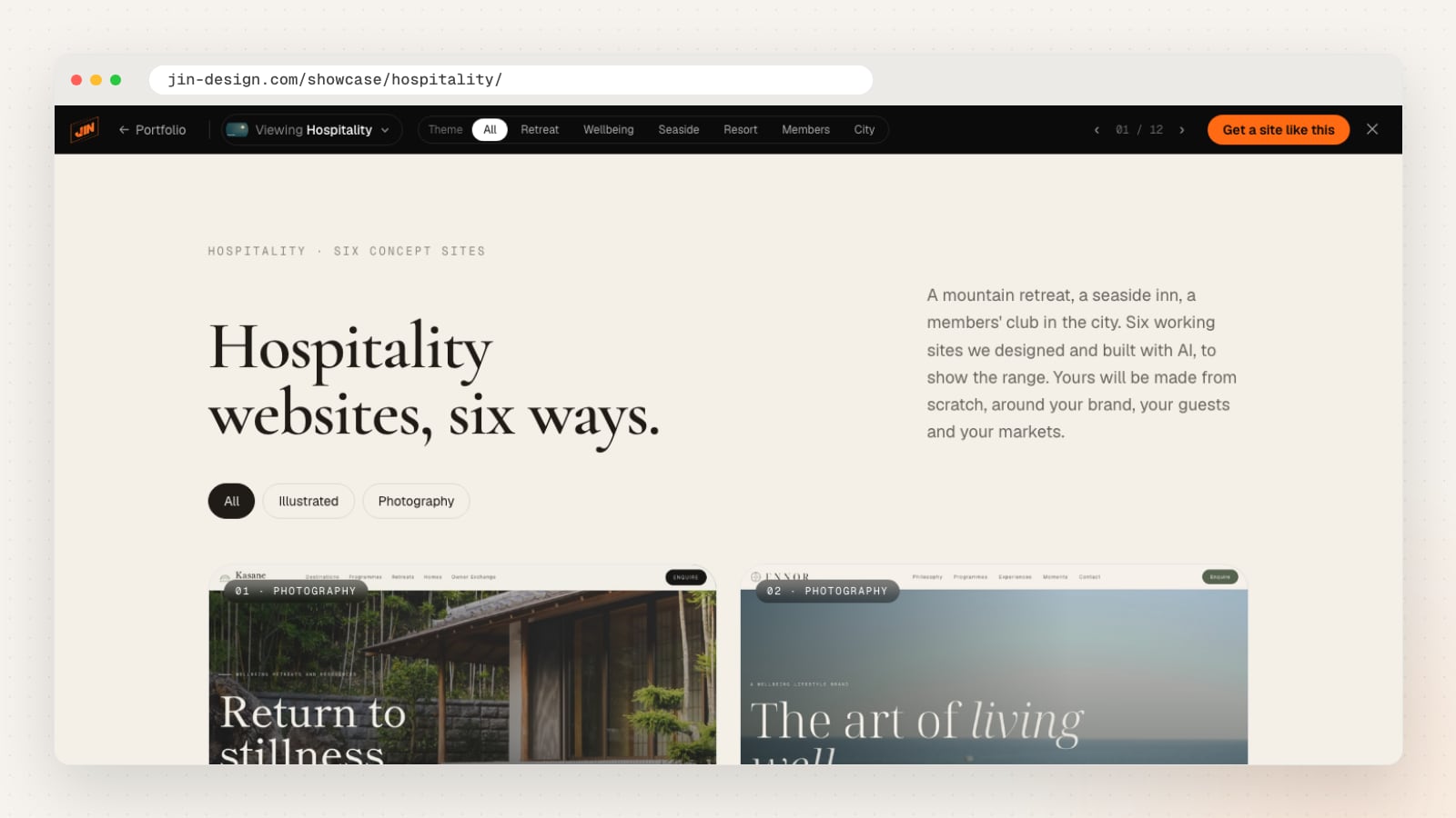 JIN Design Hospitality concept site