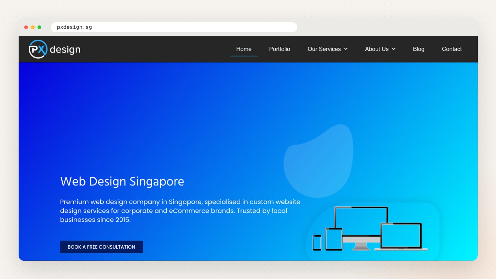 PX Design website homepage