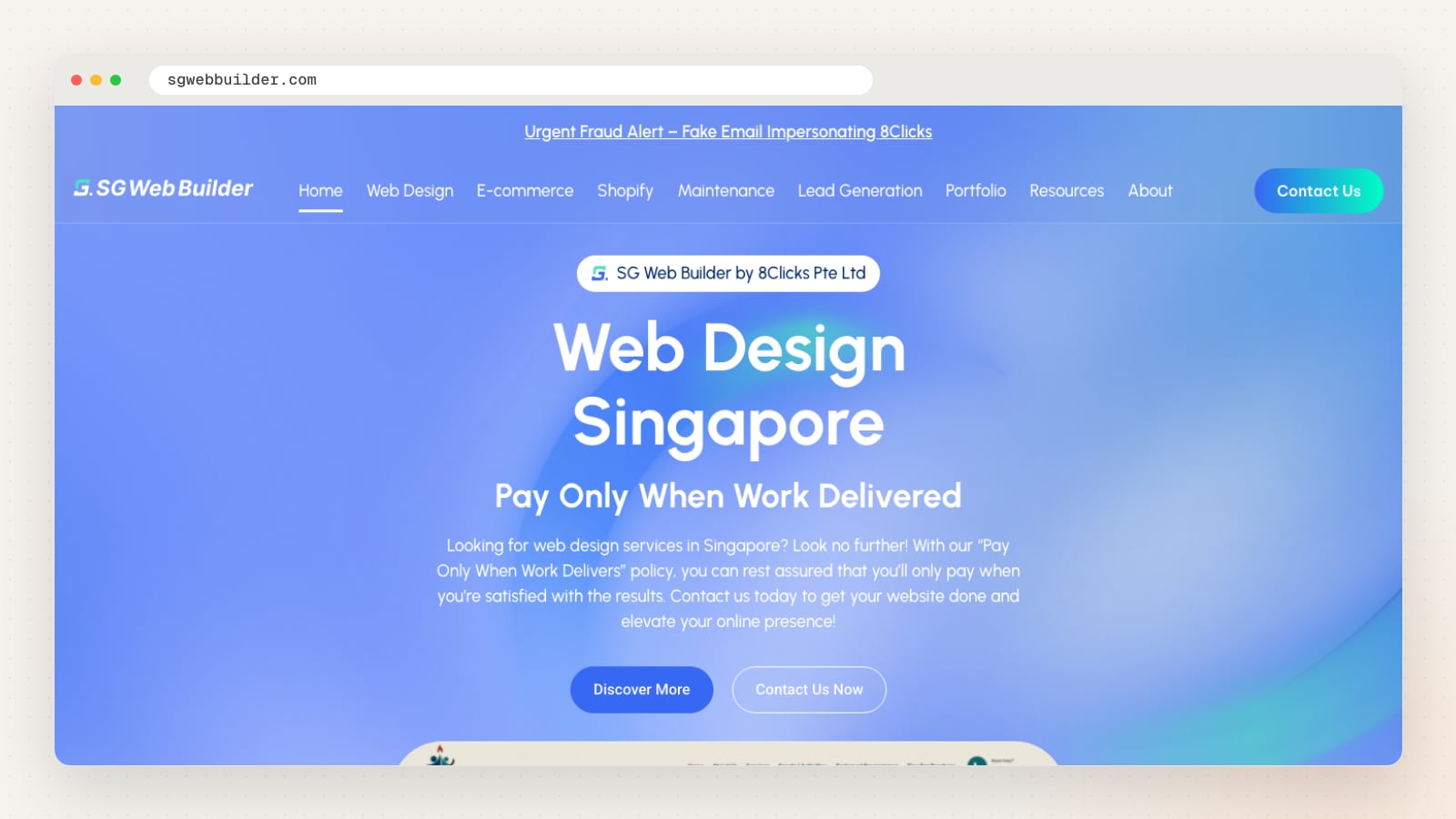 SG Web Builder website homepage