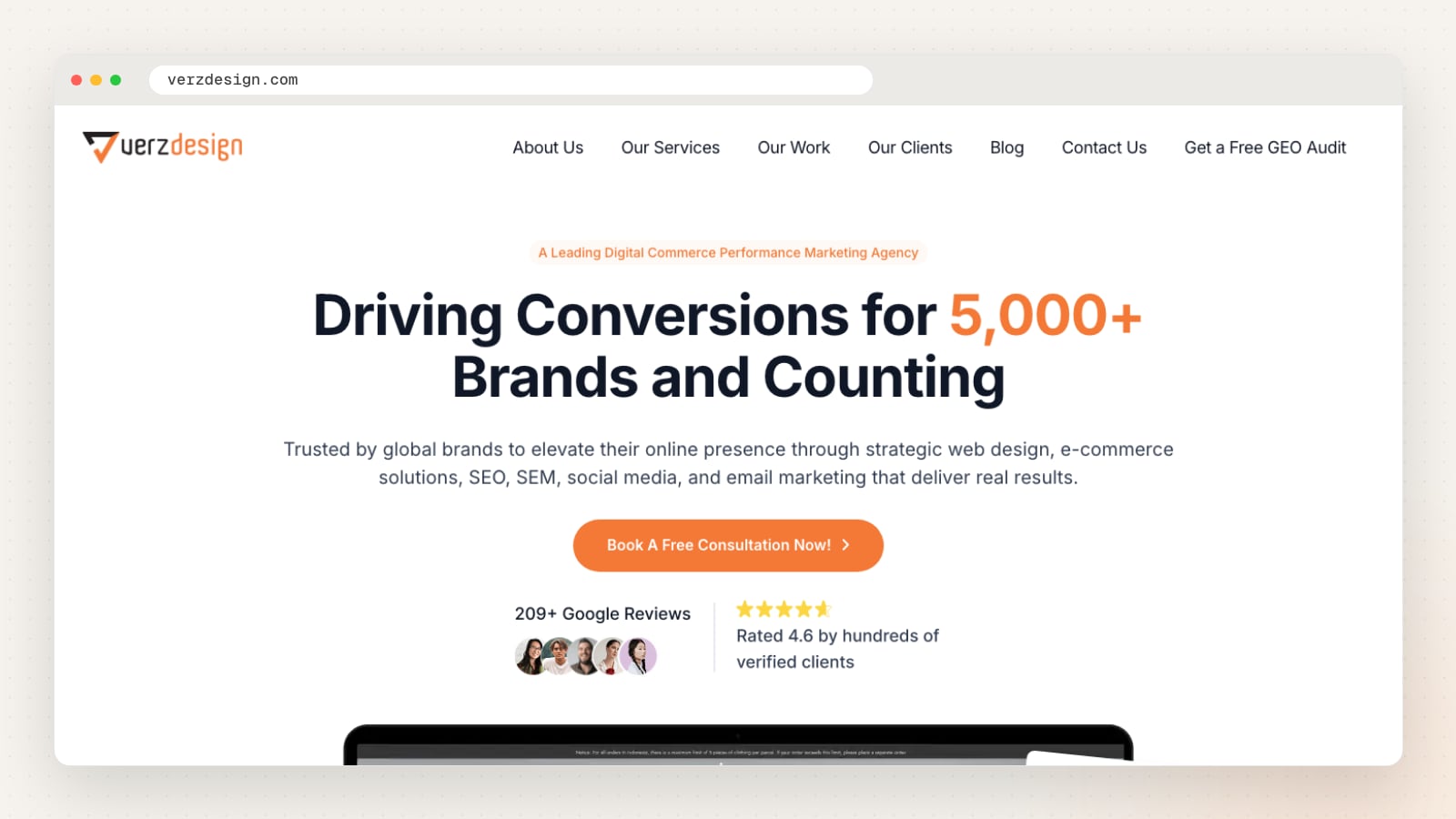 Verz Design website homepage