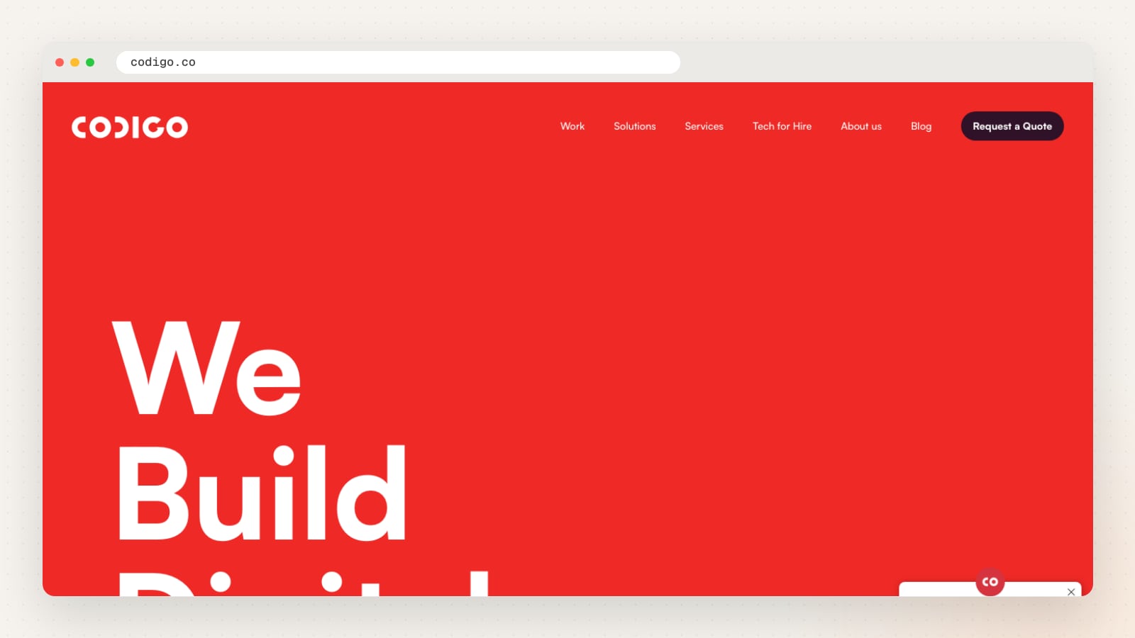 Codigo website homepage