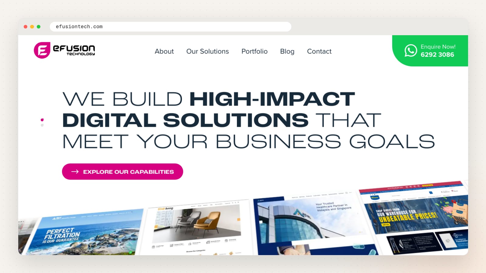 eFusion Technology website homepage
